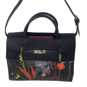 FIORELLI Harlow Dark Floral Botanical Print Tote Handbag Vegan Pebbled Leather